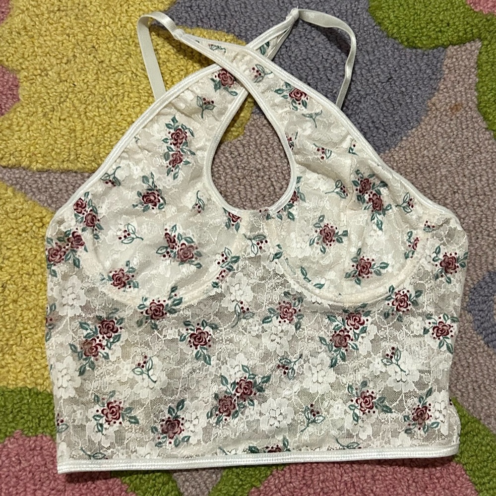 Floral Lace Criss cross Crop top